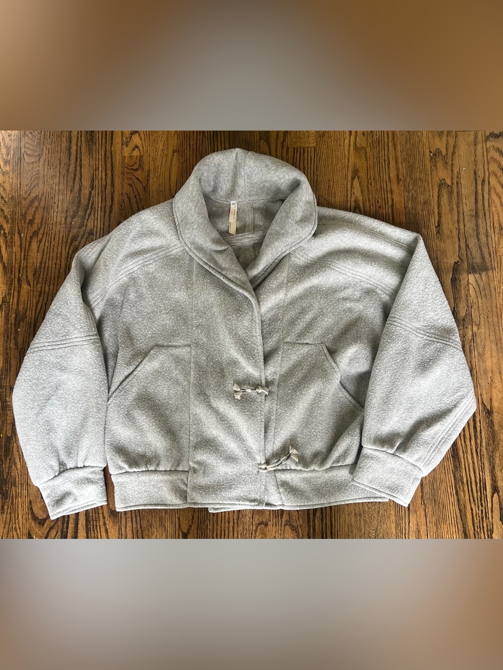 Free People Light Gray Shawl Collar Teddy Jacket